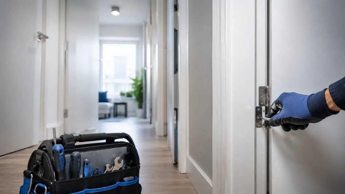 Hausmeister bei Arbeiten in einem modernen Flur
