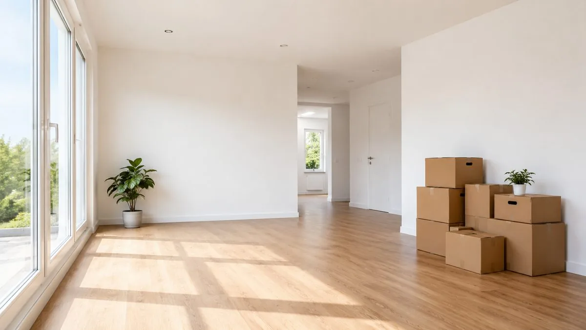 Helles, leeres Apartment nach der Auflösung