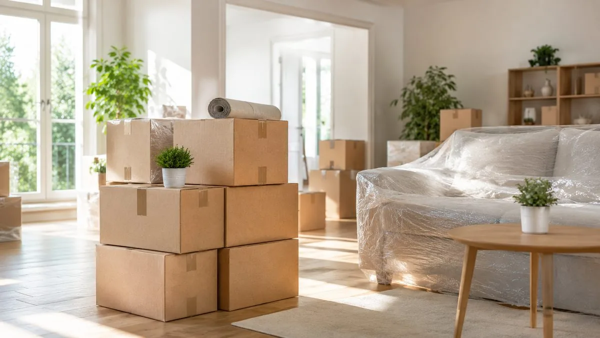 Helles Wohnzimmer während der Räumung
